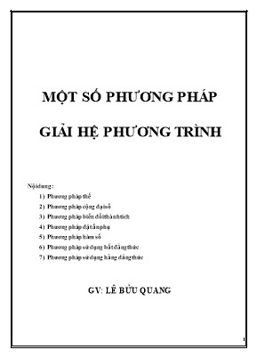 Toán học - Một số phương pháp giải hệ phương trình